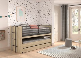 Детско двуетажно разтегателно легло с включена подматрачна рамка в естествен цвят 90x200 cm Sam – Vipack