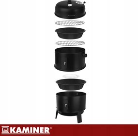 Градинска скара на дървени въглища с пушилня 3 в 1