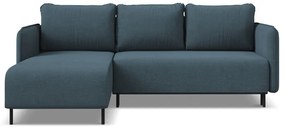 Син разтегателен ъглов диван с място за съхранение (ляв ъгъл) Luana – Makamii