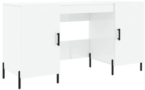 829558 vidaXL Бюро, бял гланц, 140x50x75 см, инженерно дърво