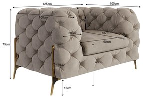 Сиво-бежово кадифено кресло Chelsea Bis – Ropez