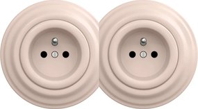 Kliklap - Двоен ретро контакт за дома с рамка 230 V в цвят старо розово