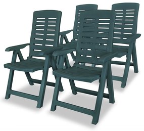 Sonata Накланящи се градински столове, 4 бр, пластмаса, зелени