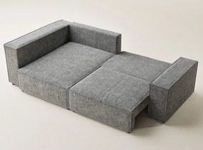 Сив шенилов сгъваем/с място за съхранение ъглов диван (ляв ъгъл/L форма) Tonga – Maison de Rêve