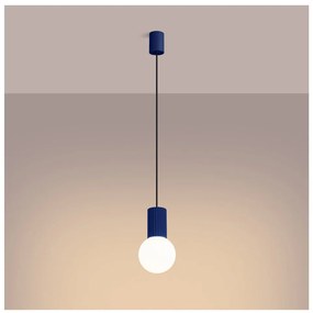 Тъмносиньо висящо осветително тяло със стъклен абажур ø 12 cm Orbital – Sollux