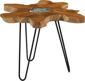 281651 vidaXL Маса за кафе, 70x45 см, тиково дърво масив и полирезин