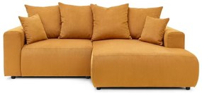 Кадифен ъглов диван в цвят жълта охра Enjoy – Bobochic Paris