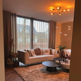 Дизайнерски подов аплик месинг с опалово стъкло 5-светлина - Sixties Marmo