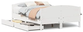3301792 vidaXL Рамка за легло без матрак, бял, 120x200 см, бор масив