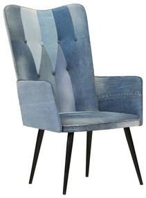 339656 vidaXL Wingback стол, пачуърк деним, канава