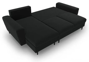 Черен кадифен разтегателен ъглов диван с място за съхранение Kyoto – Cosmopolitan Design