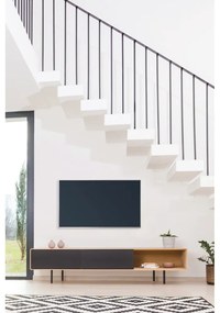 Черна/естествена маса за телевизор от масивен дъб 200x48 cm Fina – Gazzda