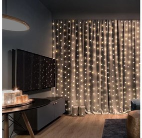 Brilagi - LED коледен завеса 300 LED, 8 функции, 3xAA/USB, 1,2м, топло бяло