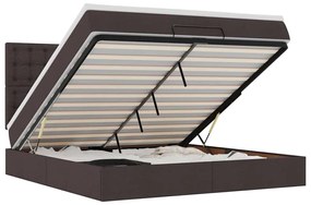 3314186 vidaXL Османска легло с матрак и LED, тъмнокафяво, 160x200 см, плат