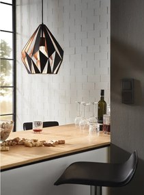 Черно висящо осветително тяло с метален абажур ø 31 cm CARLTON 1 – EGLO