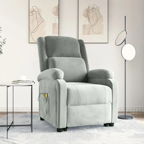 3124836 vidaXL Изправящ масажен стол, светлосив, кадифе