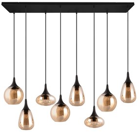 Черно-оранжева висяща лампа със стъклен абажур Lumina - Trio