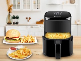 Фритюрник с горещ въздух Air Fryer Beper P101FRI051, 1400 W, 5l, 8 програми, 80-200C, Таймер, Черен
