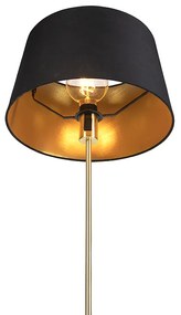 Подова лампа златиста/месингова с черен абажур 35 см регулируема - Parte