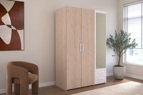 Гардероб Dorm 3-врати с огледало-Сонома - бял