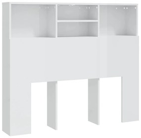 811859 vidaXL Табла за легло тип шкаф, бял гланц, 120x19x103,5 см