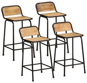 4013531 vidaXL Бар табуретки, 4 бр, 46x35,5x80 см, мангово дърво Грубо масив