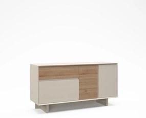 Скрин от дъбов декор бежов и естествен цвят 146x76x45 cm Carpi – Marckeric