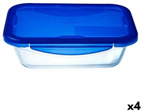 Херметическа Кутия за Обяд Pyrex Cook & go Квадратен Син 30 x 23 cm 3,3 L Cтъкло (4 броя)