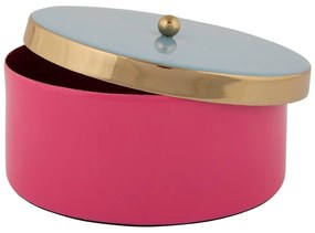 Розова декоративна метална кутия за съхранение ø 16x6 cm Double Funky – PT LIVING
