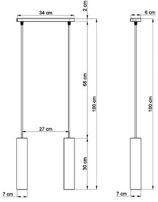 Бетонна висяща лампа, дължина 34 cm Fadre - Sollux