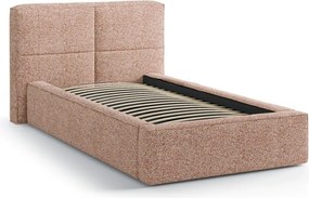 Розово единично легло 90x200 cm тапицирано с място за съхранение с включена подматрачна рамка Darren – Micadoni