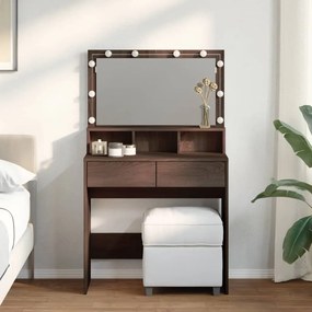 Sonata H Тоалетка с LED, кафяв дъб, 80x41x134,5 см
