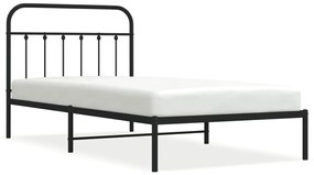 352574 vidaXL Метална рамка за легло с горна табла, черна, 107x203см