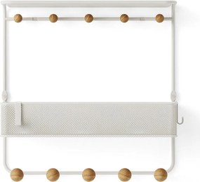 Бяла метална стенна закачалка с рафт Estique - Umbra