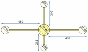 Плафон с 4 рамена GOLD LED APP520-4C