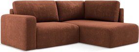 Теракотен шенилов сгъваем/с място за съхранение ъглов диван (десен ъгъл/L форма) Kona – Makamii