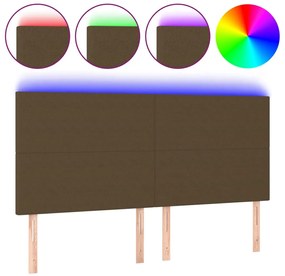 3122169 vidaXL LED горна табла за легло, тъмнокафява, 200x5x118/128 см, плат