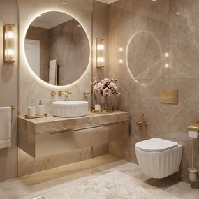 Комплект: Стенна тоалетна чиния + Мивка за плот Rea Duo White