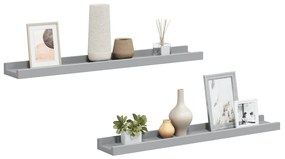 323935 vidaXL Рафтове за фоторамки, 2 бр, сиви, 60x9x3 см, МДФ