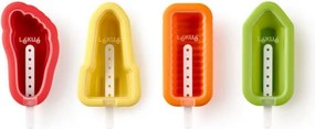 Комплект от 4 различни форми за сладолед на клечка Lekue 1009045, 220 мл, -20°C / +100°C, Капачета, Многоцветен