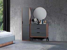 скрин с три чекмеджета и огледало ZETT2MDF сиво
