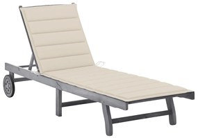 3061362 vidaXL Градински шезлонг с шалте, сив, акациево дърво масив
