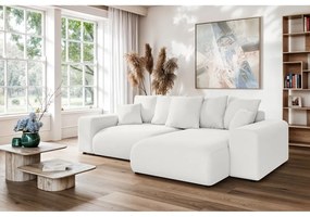 Бял разтегателен ъглов диван с място за съхранение (променлив) Luma – Ropez