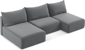Сив кадифен сгъваем/с място за съхранение ъглов диван (U форма) Kalena – Makamii