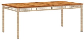 366281 vidaXL Градинска маса, бежов, 180x90x75 см, полиратан и акациево дърво