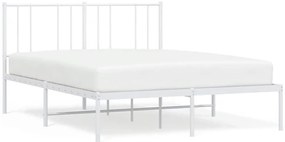 352527 vidaXL Метална рамка за легло с горна табла, бяла, 120x200 см