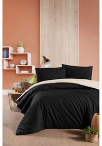 Черно и кремаво памучно спално бельо за двойно легло/разширено с чаршаф 200x220 cm - Mila Home
