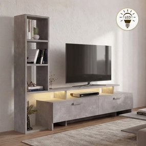 Simal TopMebel меламинов ТВ шкаф с LED в бетонно сив цвят 168,2x31,3x120cm.
