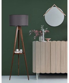 Черна и кафява подова лампа с текстилен абажур (височина 176 cm) Sehbalı Tripod – Opviq lights