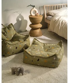 Зелен детски пуф от букле и шенил Terrazzo Square – Wigiwama